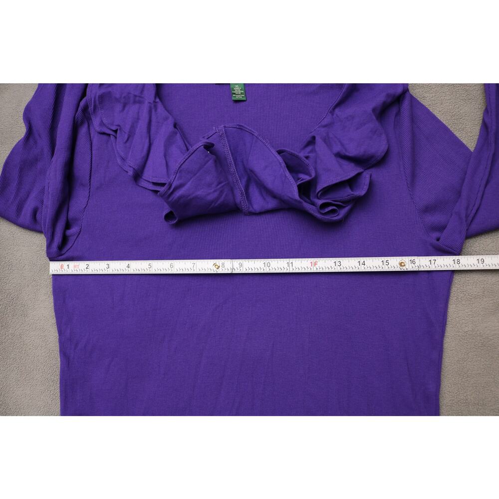 LAUREN RALPH LAUREN Shirt Womens XL Purple Long Sleeve Ruffle Collar Texture - Picture 4 of 12